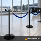 Flat Top Rope Barrier Stanchion Post with Flat or Dome Base