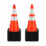 [10-Pack] 28" Orange Traffic Cones, 7lb Black Base, w/6" & 4" Retroreflective Collars, MUTCD Compliant - FREE SHIPPING