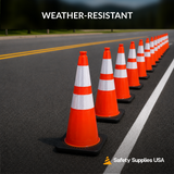 [10-Pack] 28" Orange Traffic Cones, 7lb Black Base, w/6" & 4" Retroreflective Collars, MUTCD Compliant - FREE SHIPPING