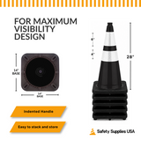 28" Black Traffic Cone, 7 lb Black Base
