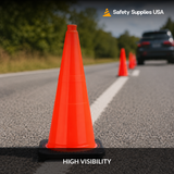 28" Orange Wide Body Traffic Cone, 7lb Black Base