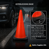 28" Orange Wide Body Traffic Cone, 7lb Black Base