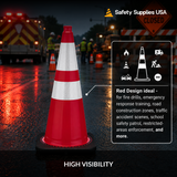 28" Red Traffic Cone, 7 lb Black Base