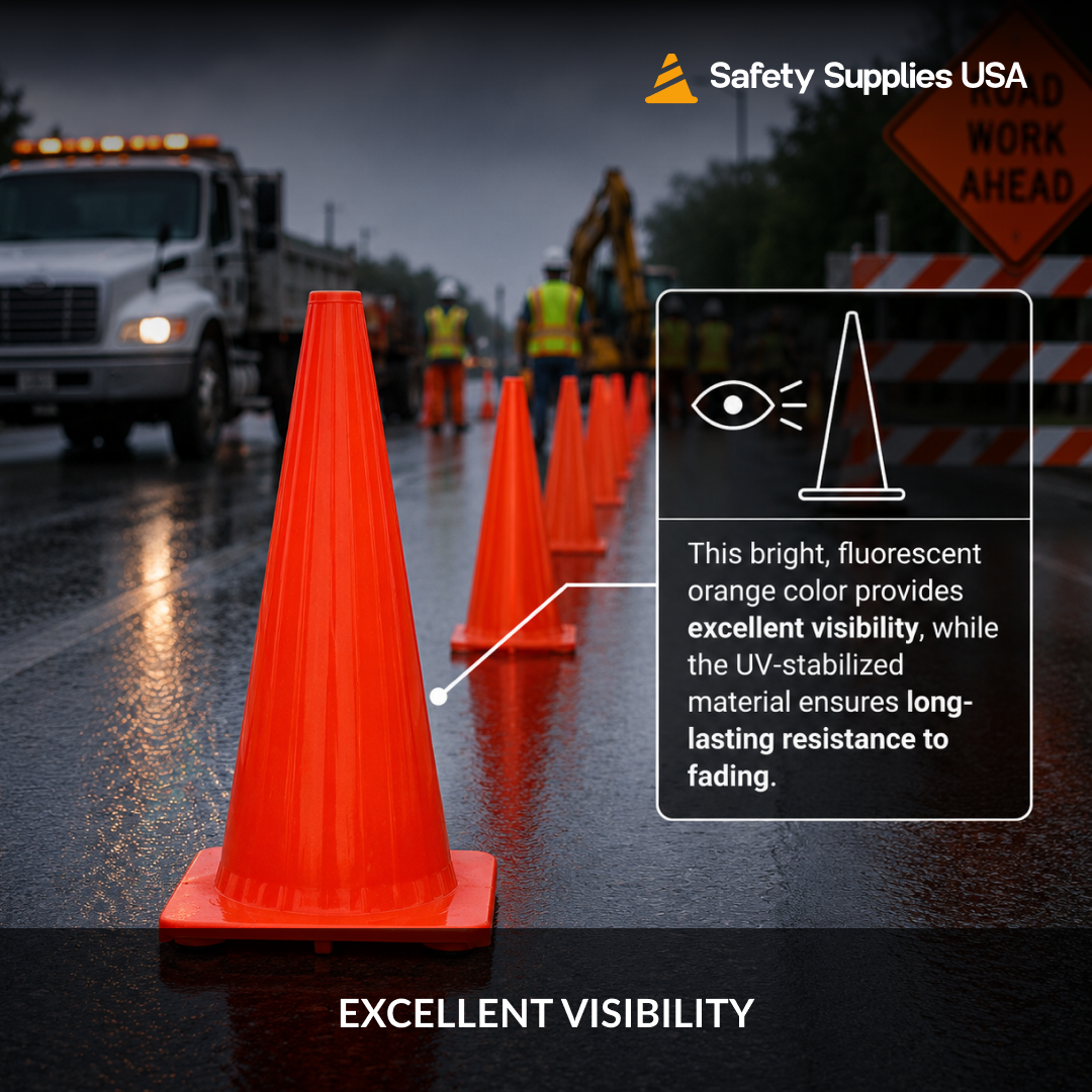 28" All Orange Traffic Cone, 7lb Base
