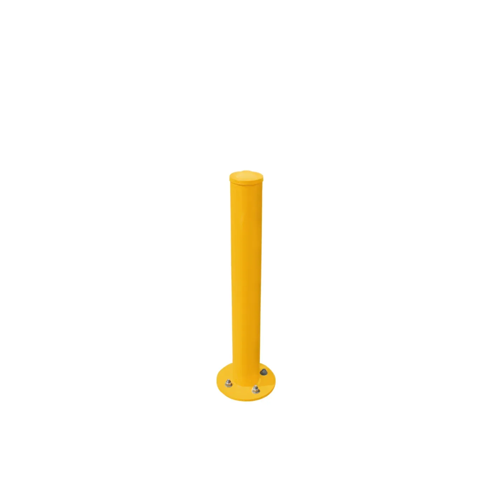 Yellow Steel Bollard with Round Base