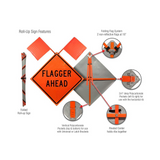 Flagger Ahead Roll-Up Sign
