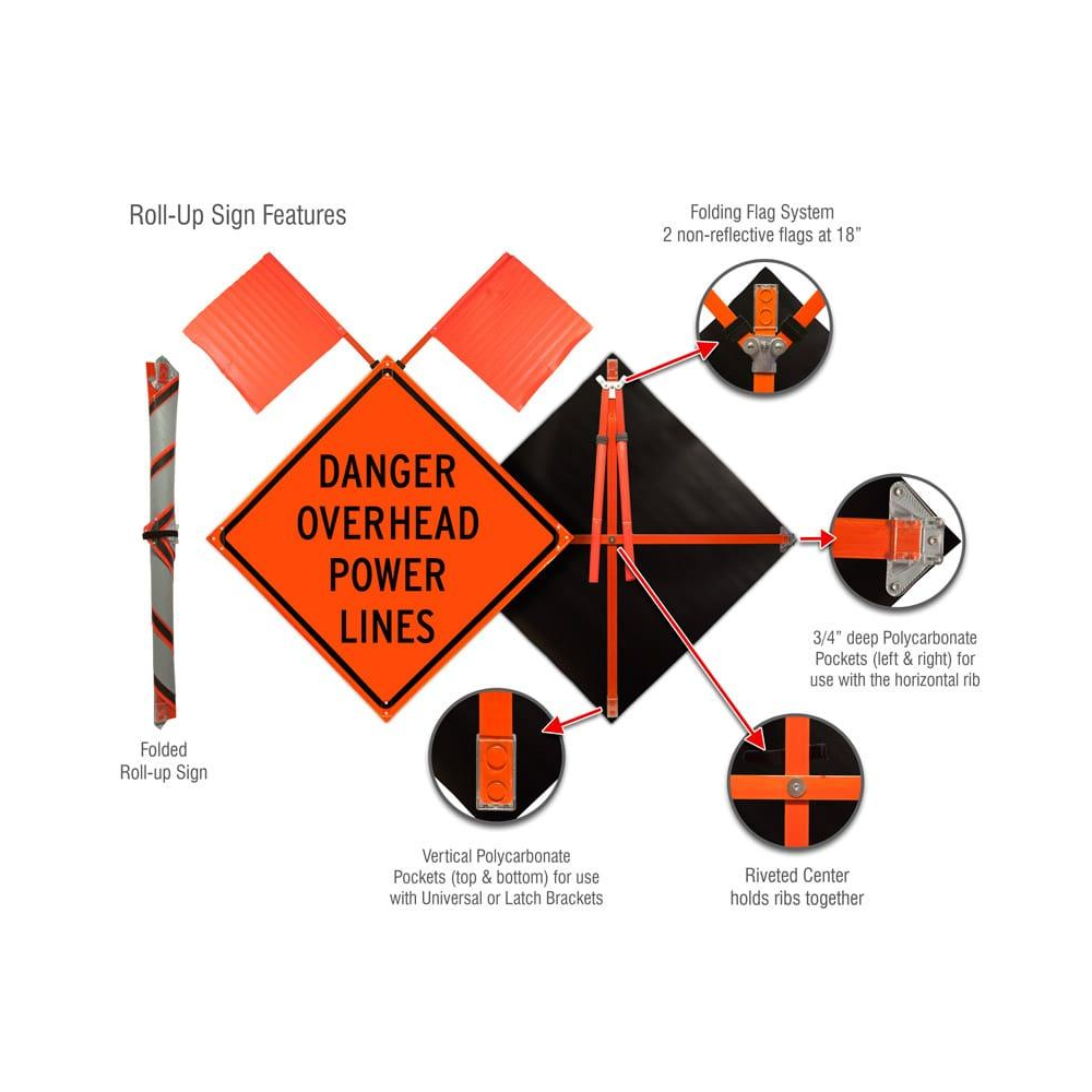 Danger Overhead Power Lines Roll-Up Sign