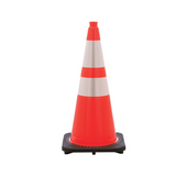 28" Orange Traffic Cone, Black Base, w/6" & 4" 3M Reflective Collars