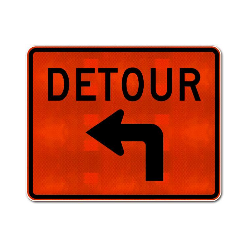 Detour Left Turn Sign