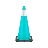 28" Teal Traffic Cone, 7 lb Black Base, w/6" & 4" 3M Reflective Collar