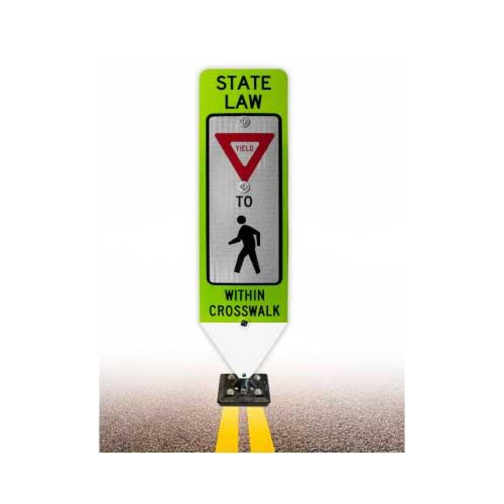 Yield To Pedestrians In-Street Sign with Fixed Base
