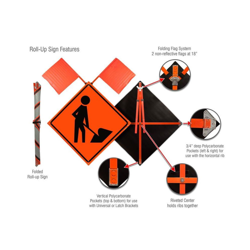 Men At Work Symbol Roll-Up Sign