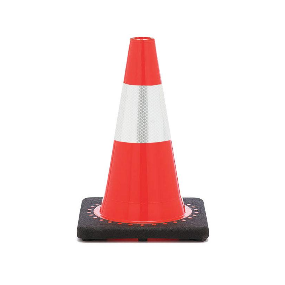 12" Orange Traffic Cone, 1.5 lb Black Base, w/4" Reflective Collar