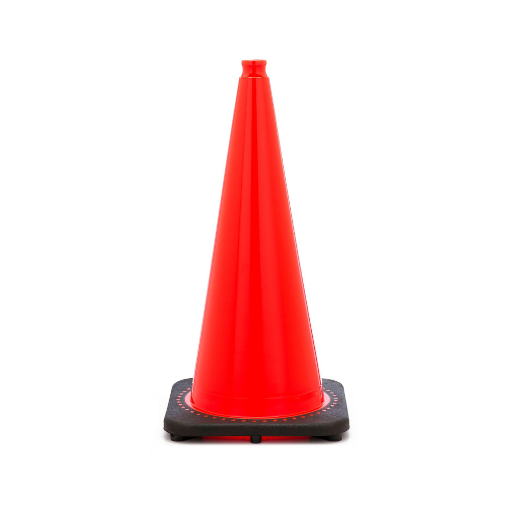 28" Orange Wide Body Traffic Cone, Black Base