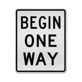 Begin One Way Sign