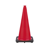 28" Red Traffic Cone, 7 lb Black Base, w/6" & 4" 3M Reflective Collars