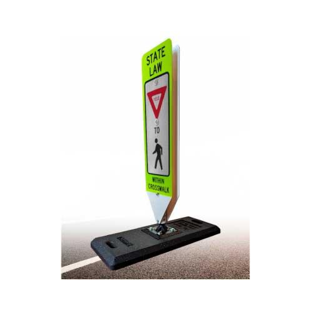 Yield To Pedestrians In-Street Sign with Portable Base