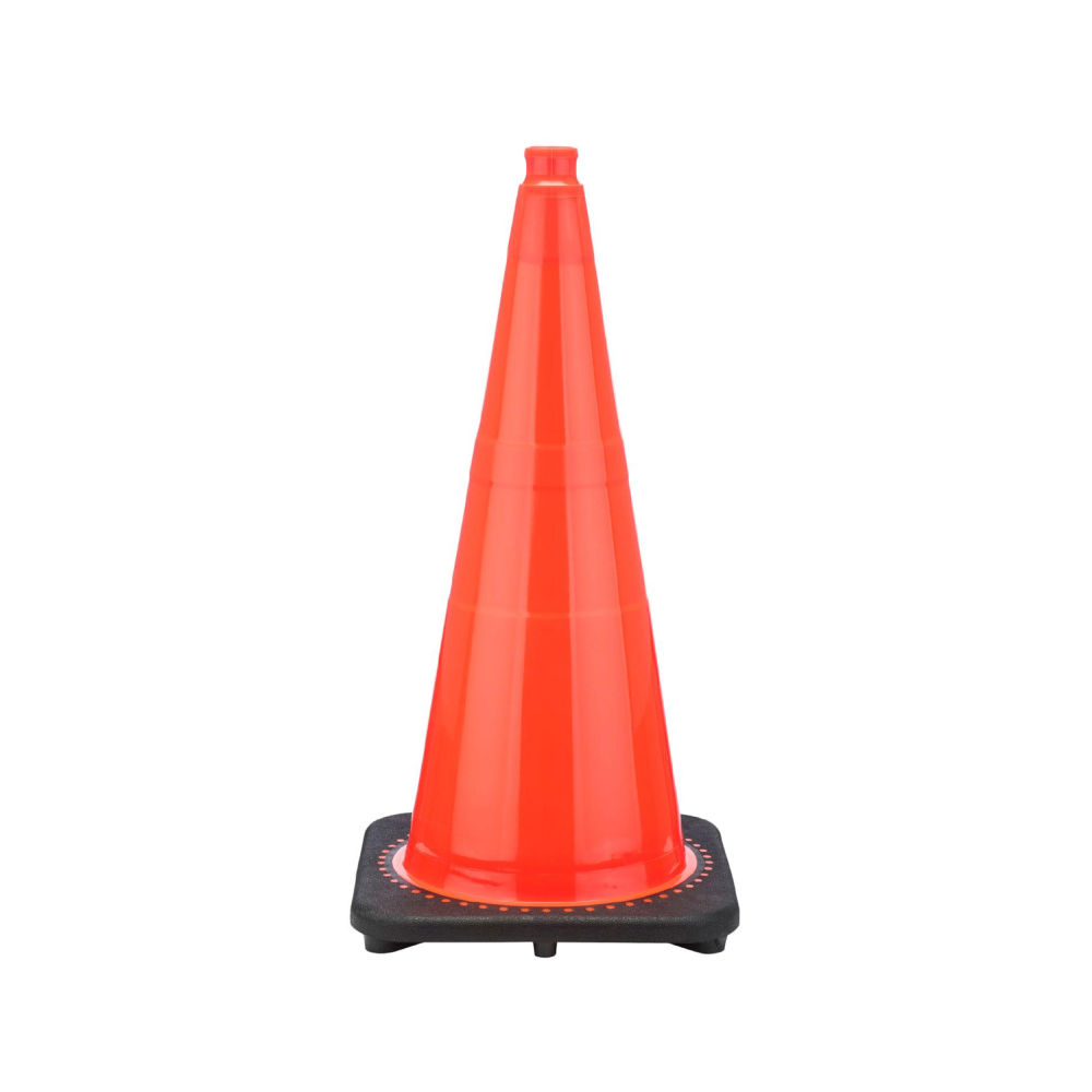 28" Orange Wide Body Traffic Cone, Black Base