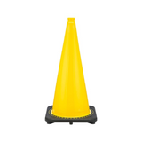 28" Yellow Traffic Cone, 7 lb Black Base, w/6" & 4" 3M Reflective Collar