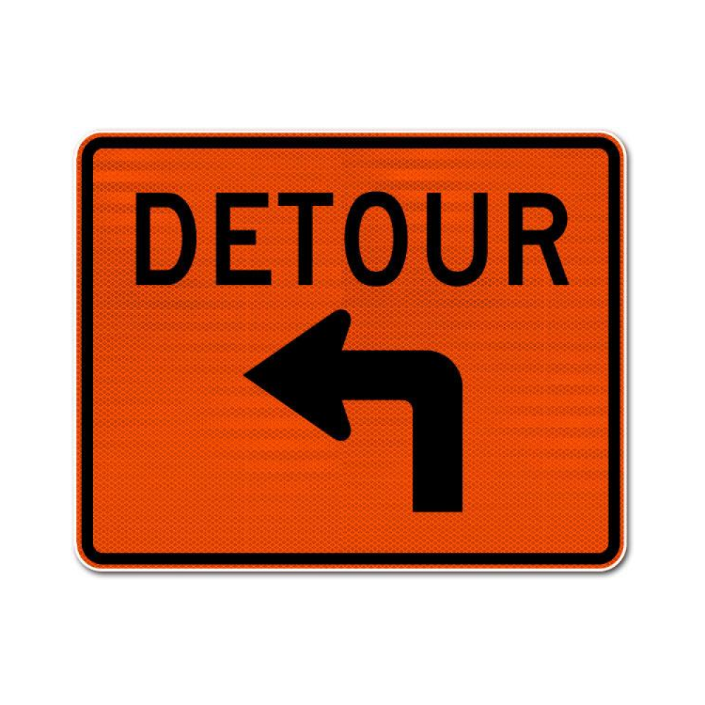 Detour Left Turn Sign