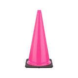 28" Pink Traffic Cone, 7 lb Black Base, w/6" & 4" 3M Reflective Collar