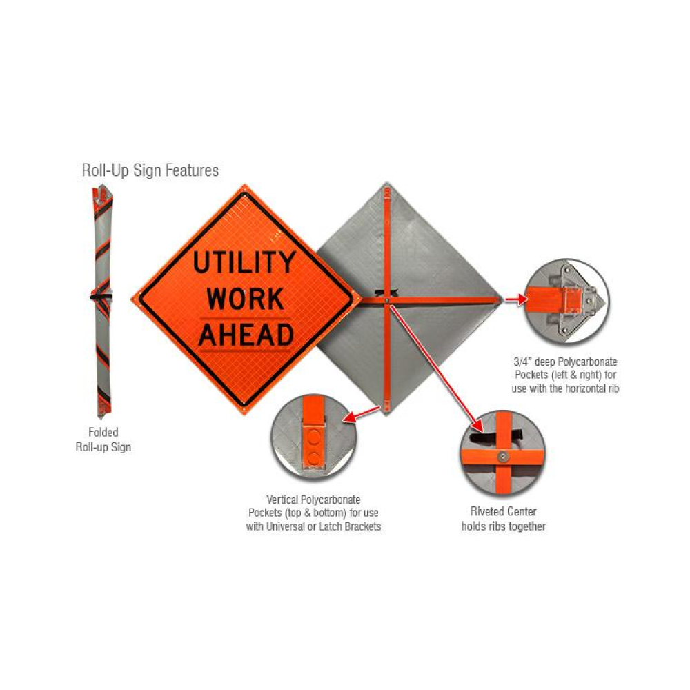 Utility Work Ahead Roll-Up Sign