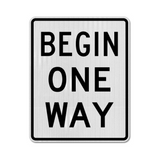 Begin One Way Sign