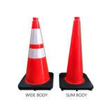 28" Slim Line Orange Traffic Cone, Black Base