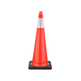 36" Orange Traffic Cone, Black Base, w/6" 3M Reflective Collar