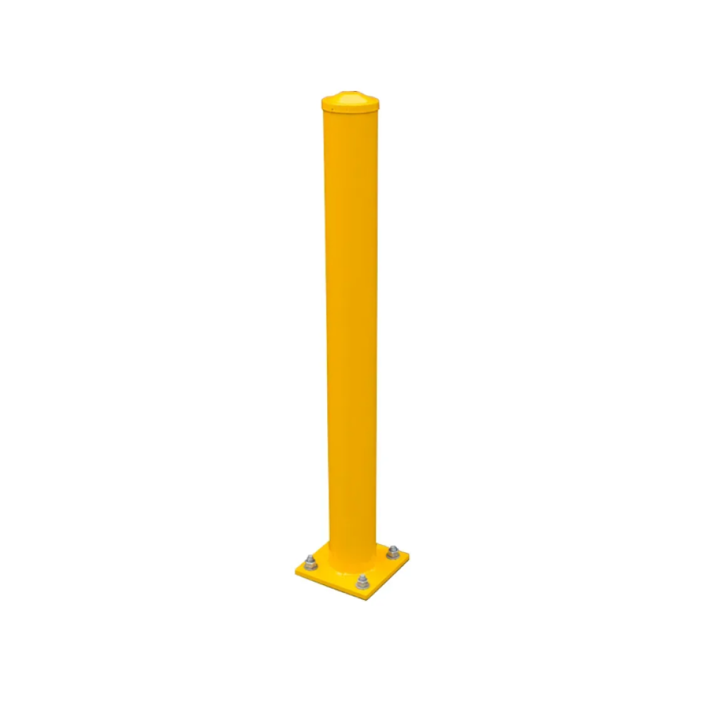 Yellow Steel Bollard with Square Base