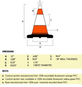 12" Orange Traffic Cone, 1.5 lb Black Base, w/4" Reflective Collar