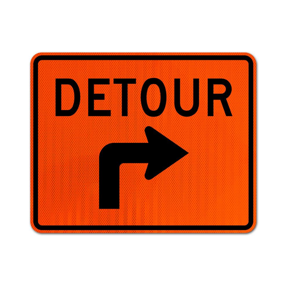 Detour Right Turn Sign