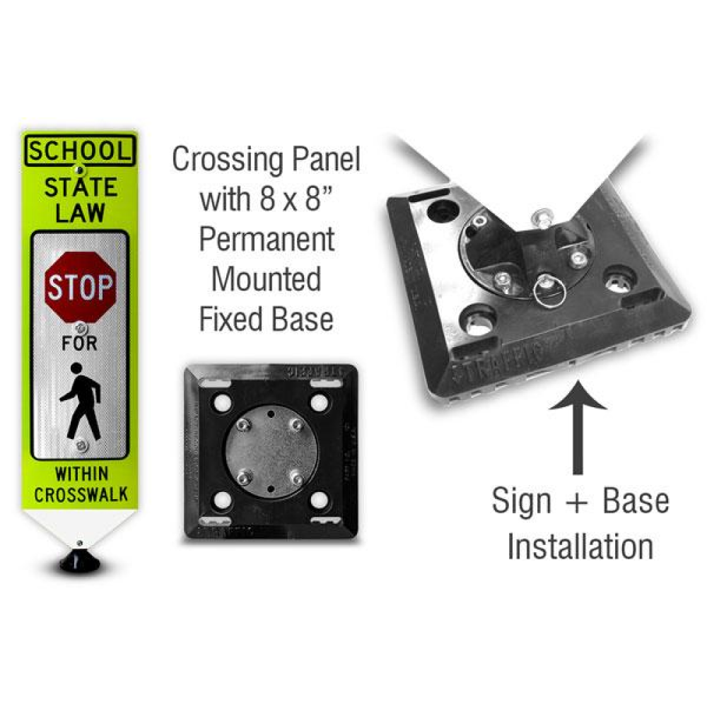 School Stop For Pedestrians In-Street Sign with Fixed Base