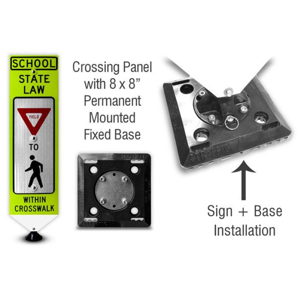 School Yield To Pedestrians In-Street Sign with Fixed Base