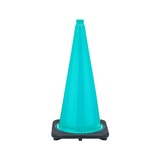 28" Teal Traffic Cone, 7 lb Black Base, w/6" & 4" 3M Reflective Collar