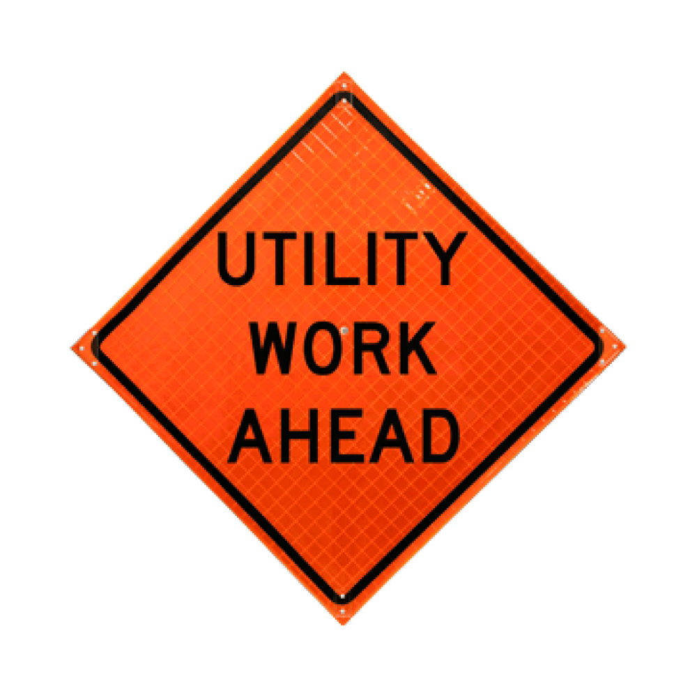Utility Work Ahead Roll-Up Sign