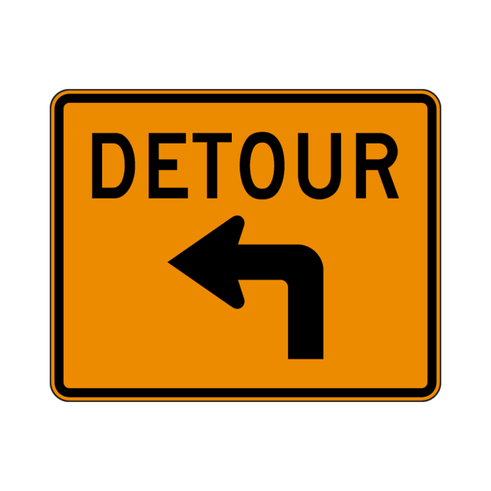 Detour Left Turn Sign
