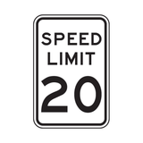 Speed Limit 20 MPH Sign