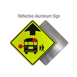 School Bus Stop Ahead Sign