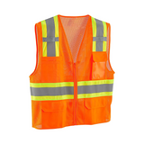 Class 2 Hi-Vis Safety Vest, 6 Pockets, Two-Tone, Mesh