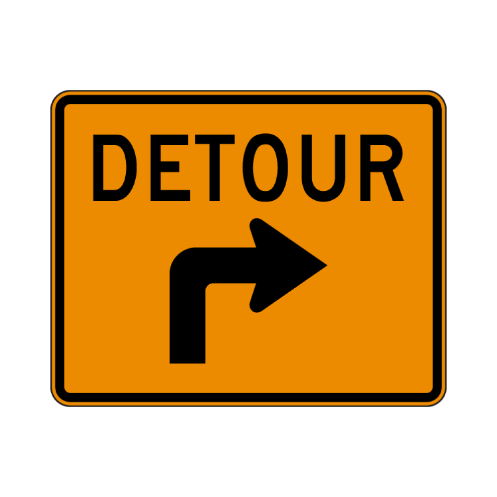 Detour Right Turn Sign