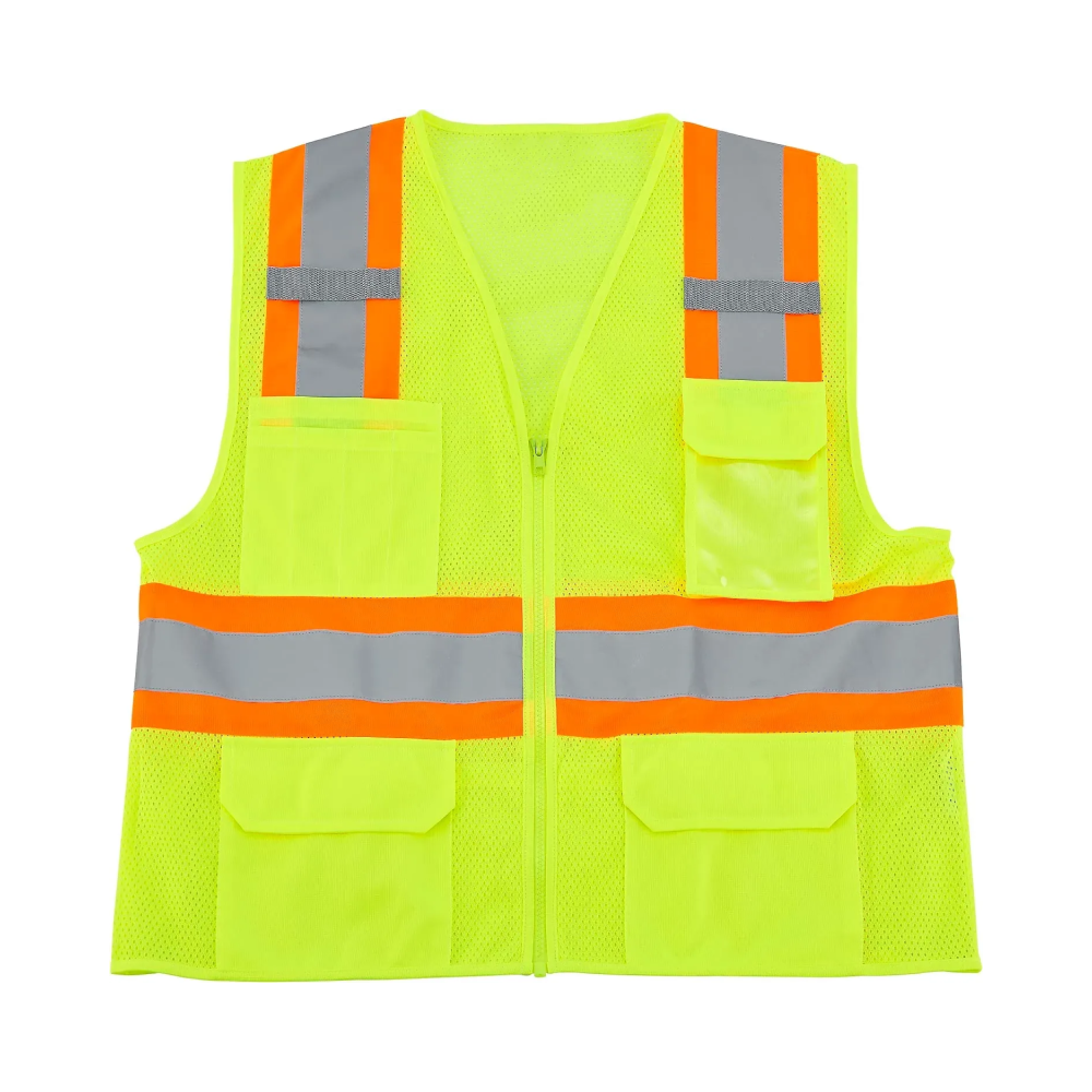 Class 2 Hi-Vis Safety Vest, 6 Pockets, Two-Tone, Mesh