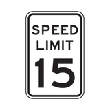 Speed Limit 15 MPH Sign