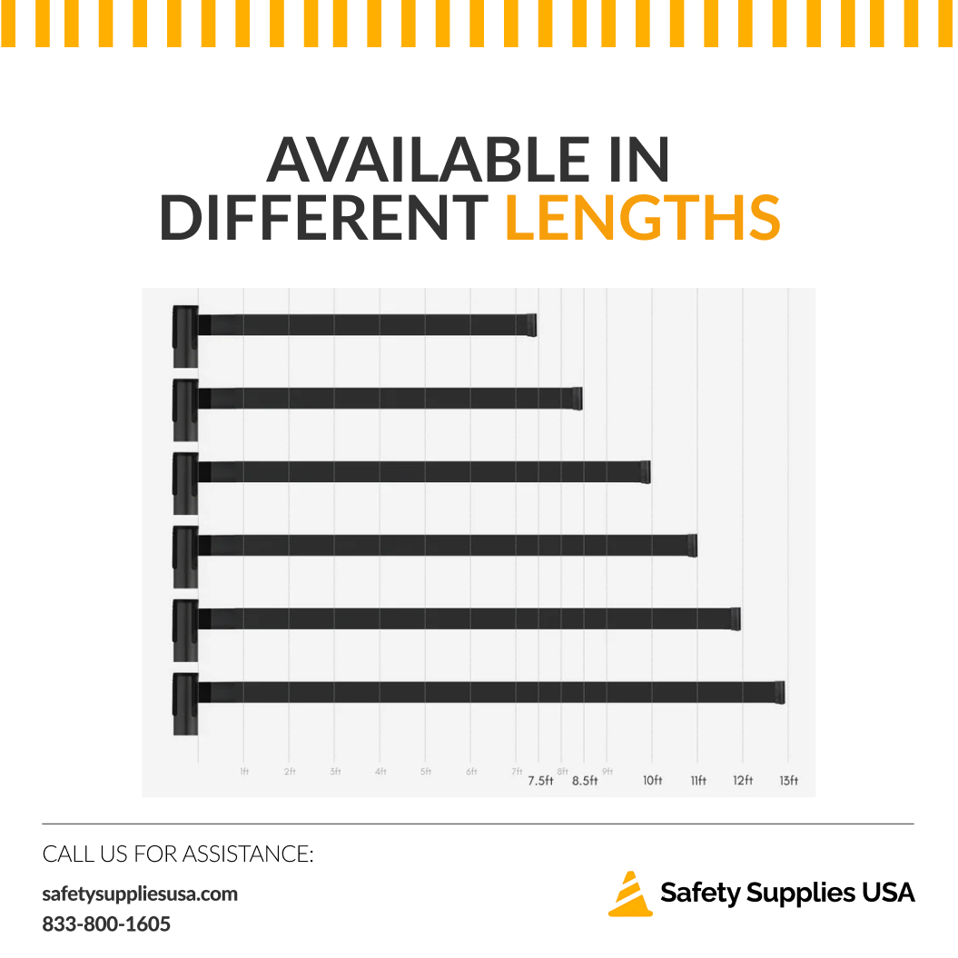 Heavy Duty Retractable Belt Barrier Stanchion – 7 to 13 Foot Belt | Crowd Control & Safety Solution