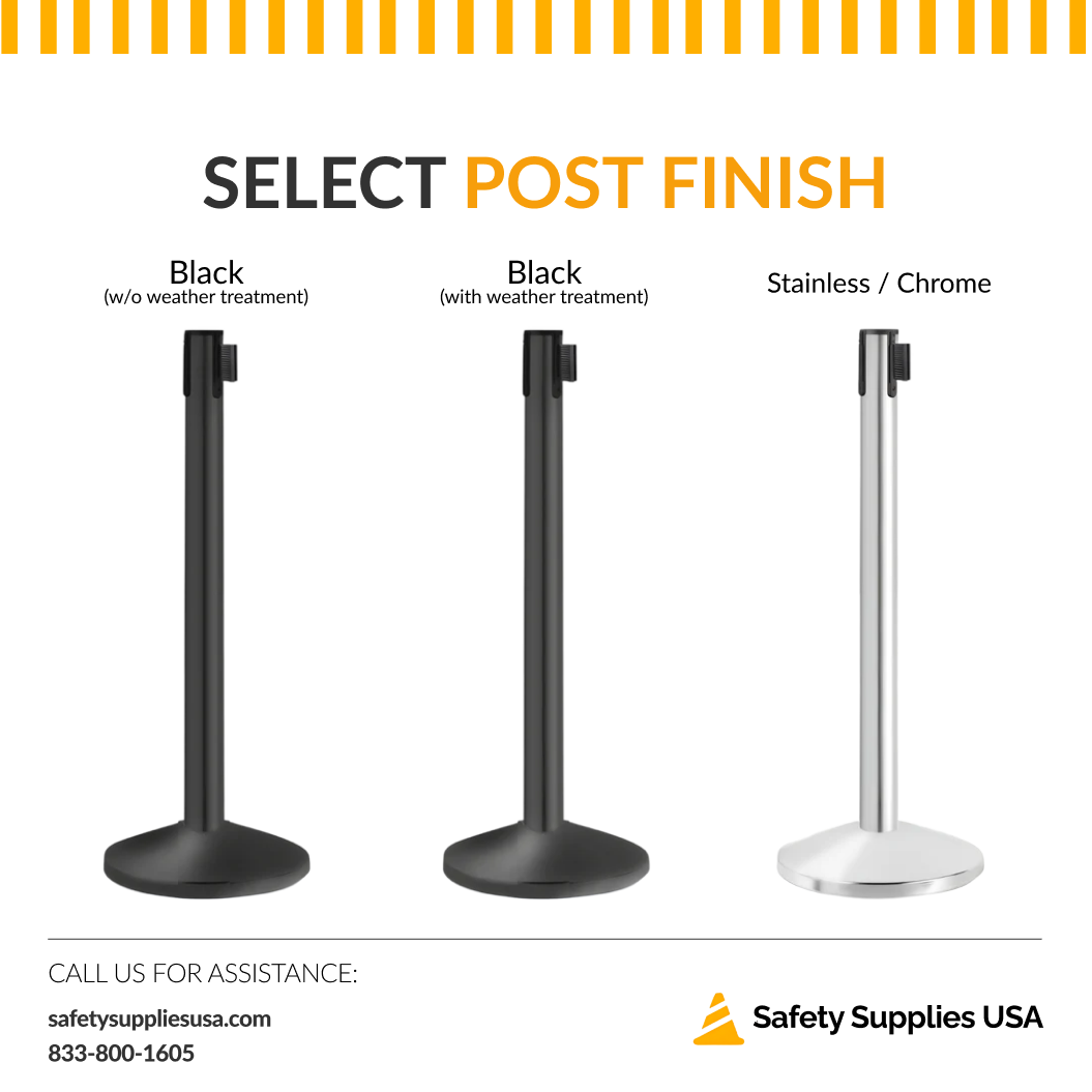 Heavy Duty Retractable Belt Barrier Stanchion – 7 to 13 Foot Belt | Crowd Control & Safety Solution