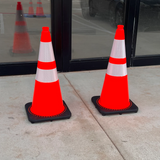 28" Orange Traffic Cone, 7lb Black Base, w/6" & 4" Retroreflective Collars, MUTCD Compliant