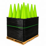100 Cones Bulk Pallet, 28" Lime Green Traffic Cone, 7lb Black Base, MUTCD Compliant