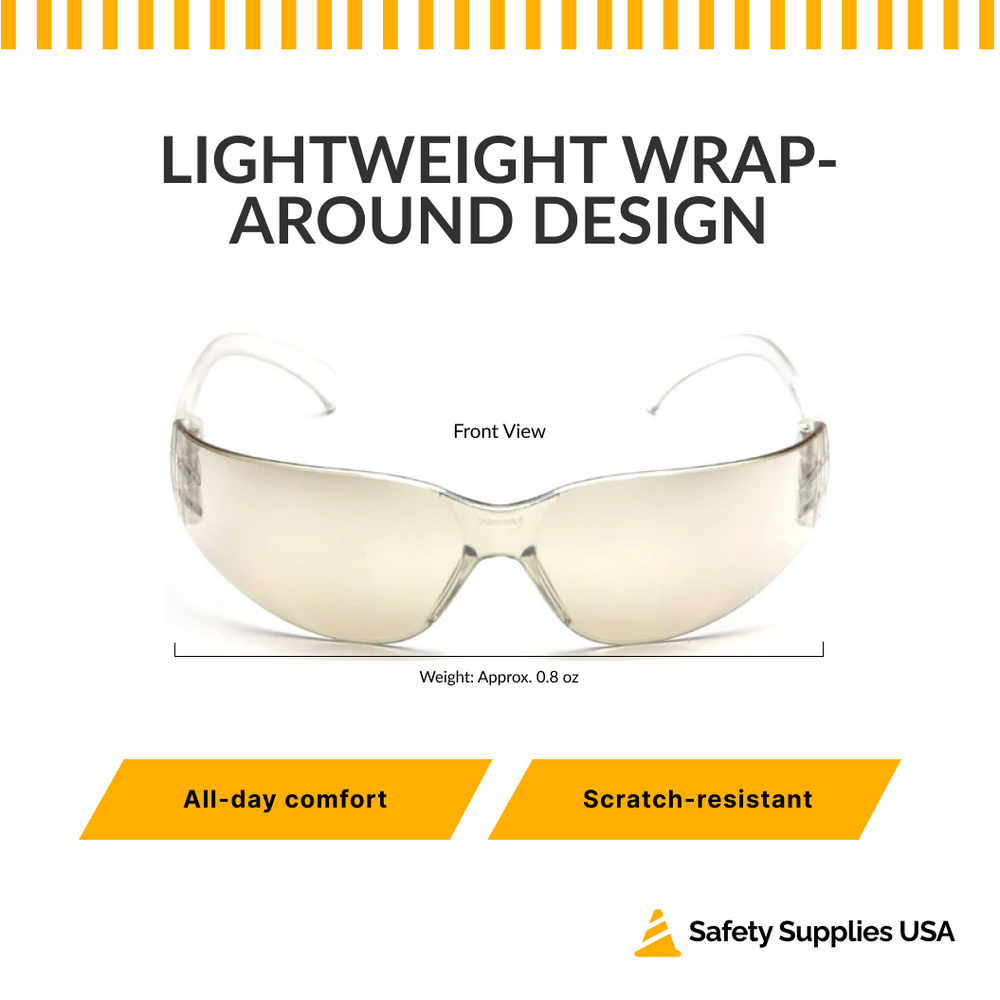 Pyramex S4180S Intruder Safety Glasses – Indoor/Outdoor Lens, Lightweight Frame, Scratch-Resistant, ANSI Z87.1 Rated