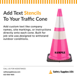 28" Pink Traffic Cone, 7 lb Black Base