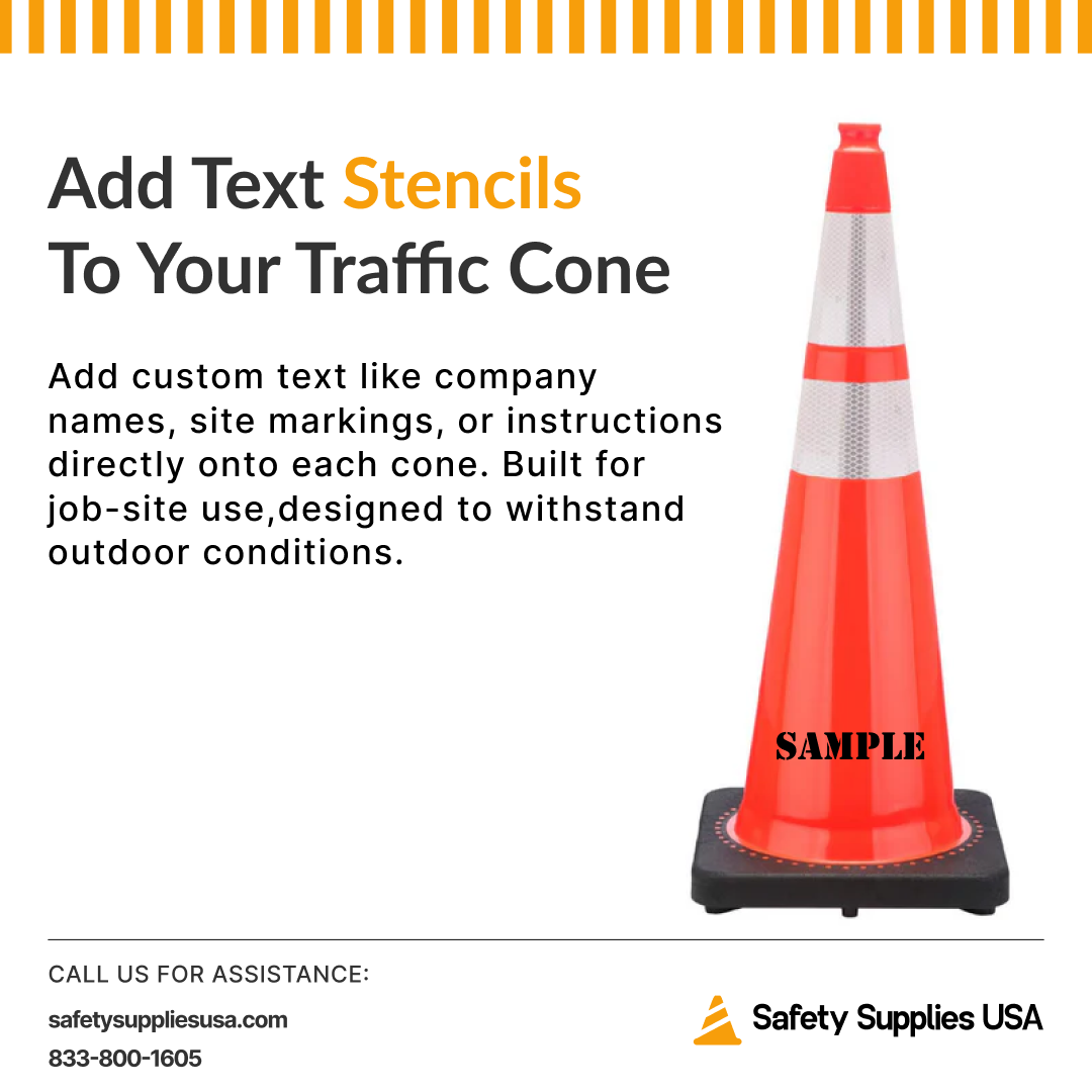 28" Slim Line Orange Traffic Cone, 5.5 lb/7 lb/10 lb Black Base
